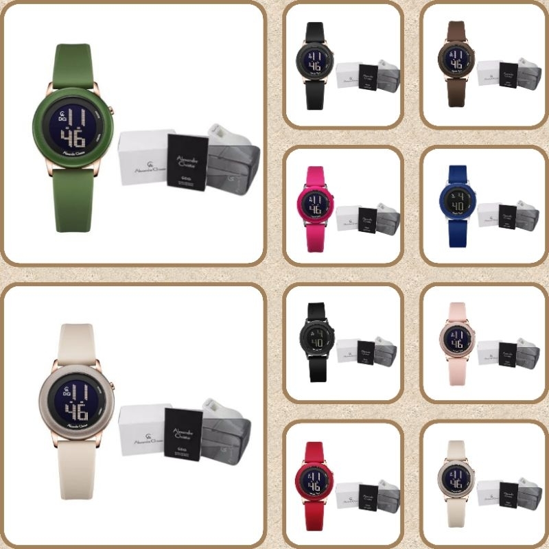 Jam Tangan Wanita Digital Alexandre Christie 9393 AC 9393 AC Digi Tali Karet / Rubber