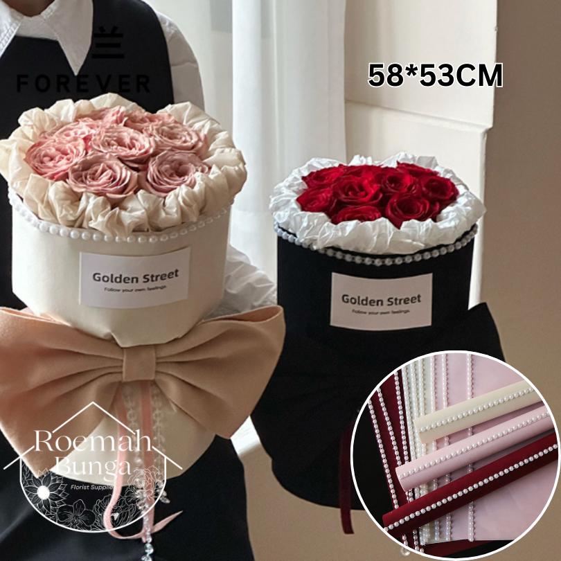 

[LBR] RoemahBunga Kain List Mutiara Buket 53*58cm / Bungkus Velvet Bunga Florist