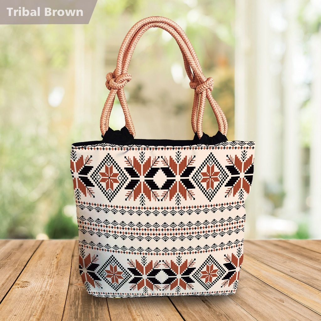 OctBags Totebag Tribal Kanvas Tebal Tali Sumbu Size Besar Varian Warna
