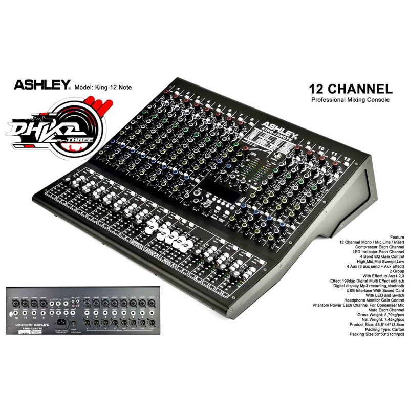 MIXER ASHLEY KING NOTE 12 COMPRESS / MIXER ASHLEY KING 12 CHANNEL / KING 12 channel