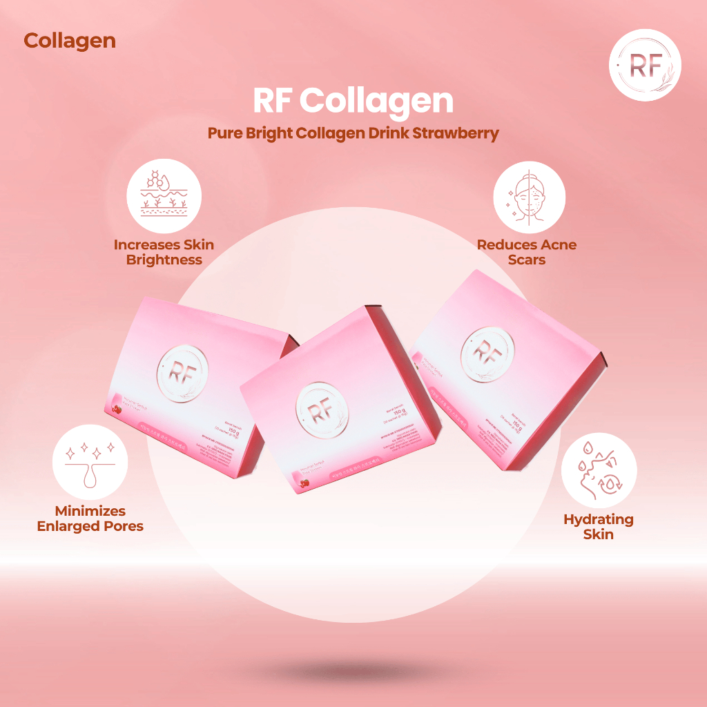 Rf Collagen Drink | Minuman Kolagen With Glutathione | Beauty Drink Kulit Cerah & Glowing | 3 Box