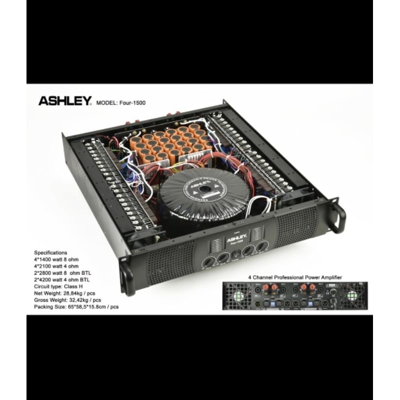 POWER AMPLIFIER ASHLEY FOUR 1500 4CH 4X1400 WATT FOUR1500 GARANSI ORIGINAL