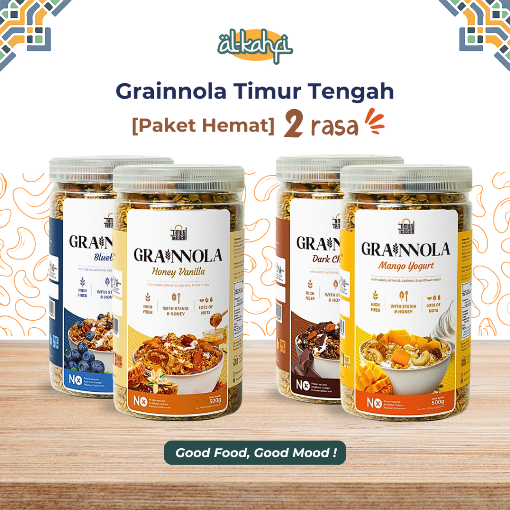 

[PAKET 2] Grainnola Timur Tengah 500 Gr Granola With Almond Mete | Sereal Diet Oatmeal Sarapan Sehat