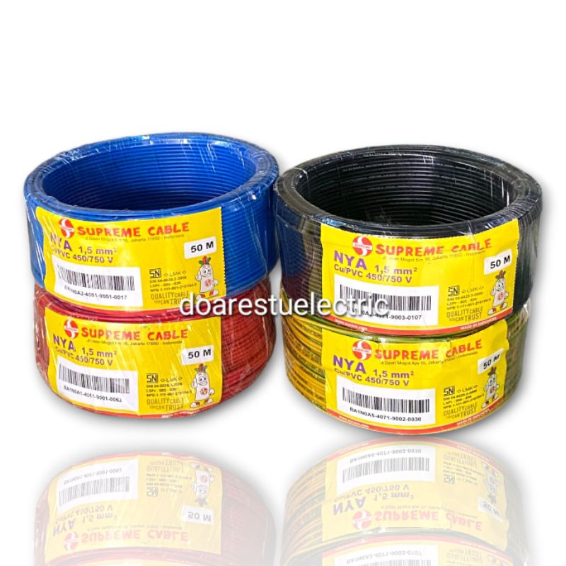 SUPREME Kabel NYA 1,5 Engkel Kawat Tunggal 50 Meter Per Roll Listrik Cable ORIGINAL