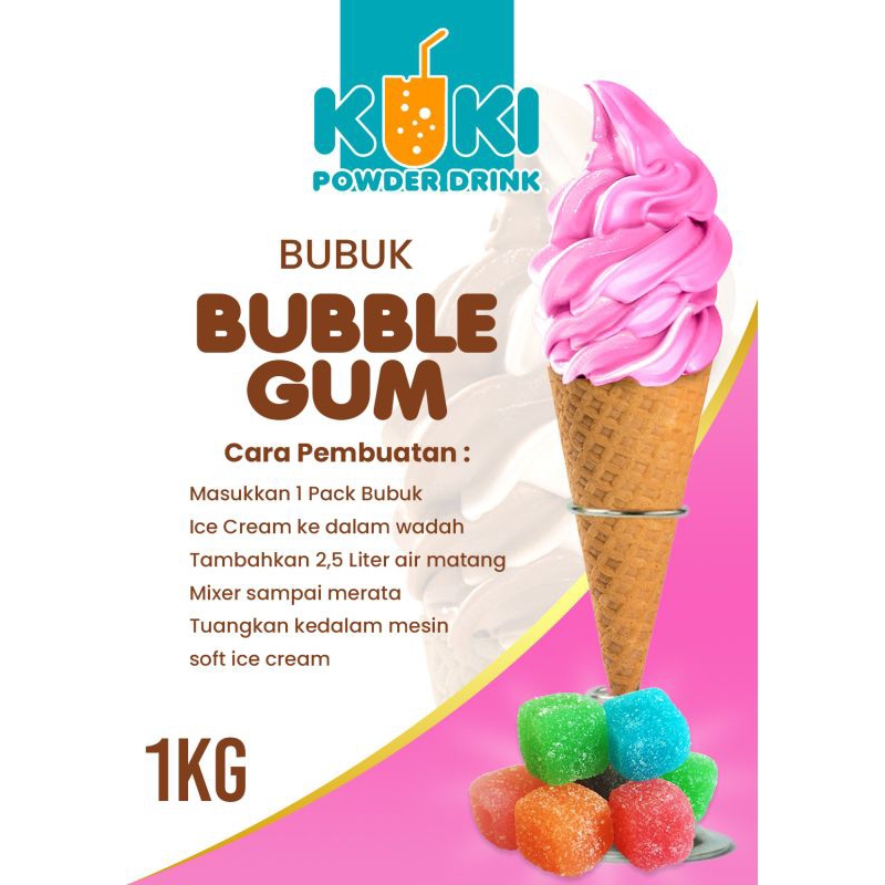 

Bubble Gum Bubuk Ice Cream Premium 1kg Halal