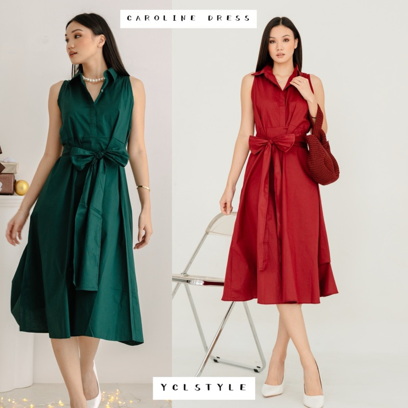 CAROLINE DRESS - MIDI DRESS WANITA CASUAL EMERALD NATAL EDITION