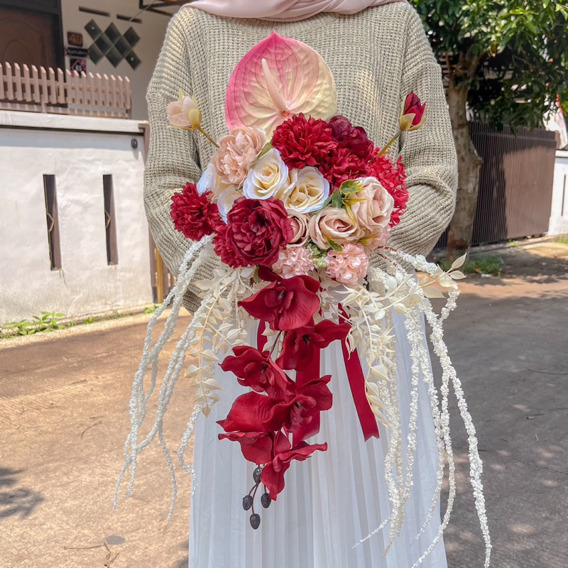 Hand bouquet large buket wedding tunangan bunga Artificial