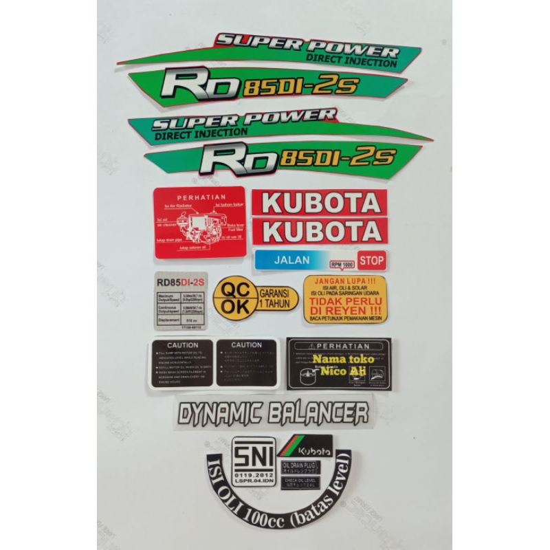 

Stiker mesin kubota 2s rd85