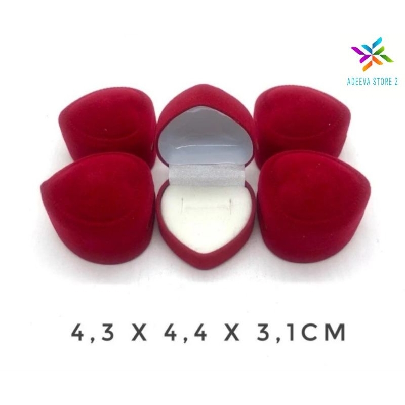 Kotak / Box Cincin Mote Love Beludru