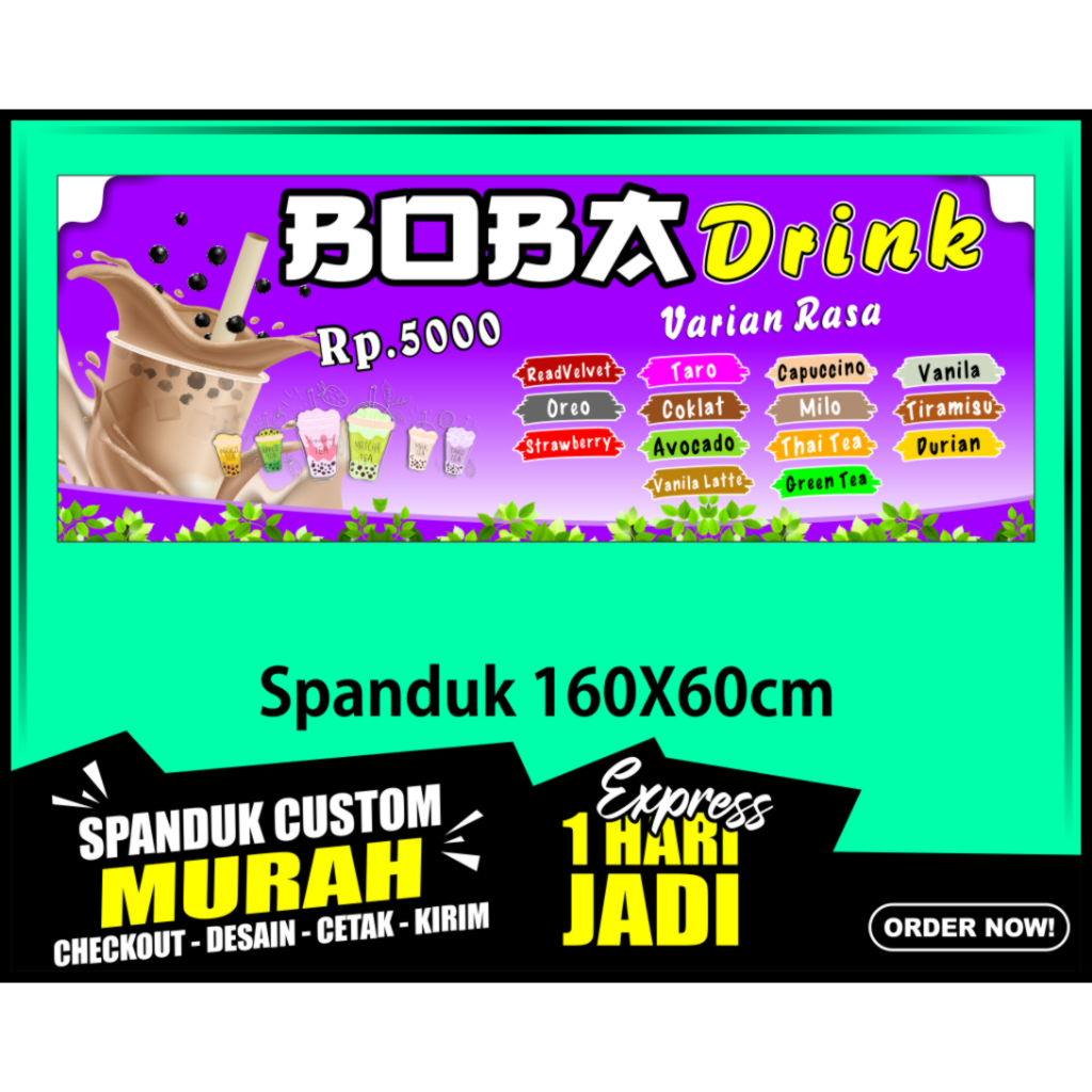 Banner BOBA , Spansuk BOBA , 160X60 cm, COD / Banner BOBA , Spansuk BOBA , 160X60 cm