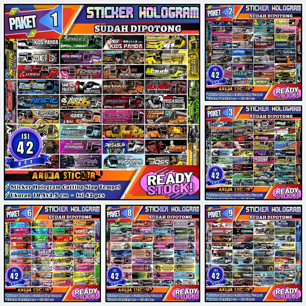 

Sticker Bus Hologram Panjang Isi 42pc SUDAH DIPOTONG Tinggal Tempel Stiker Mobil TCI Telolet Basuri