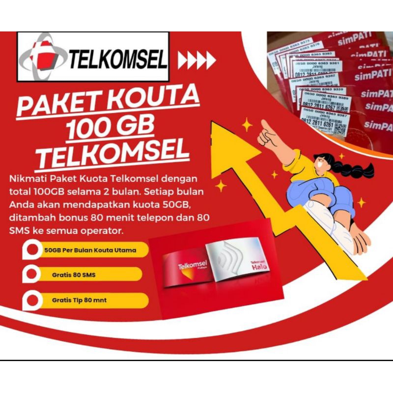 KARTU PERDANA TELKOMSEL  BONUS KUOTA  100 GB KARTU FRESS