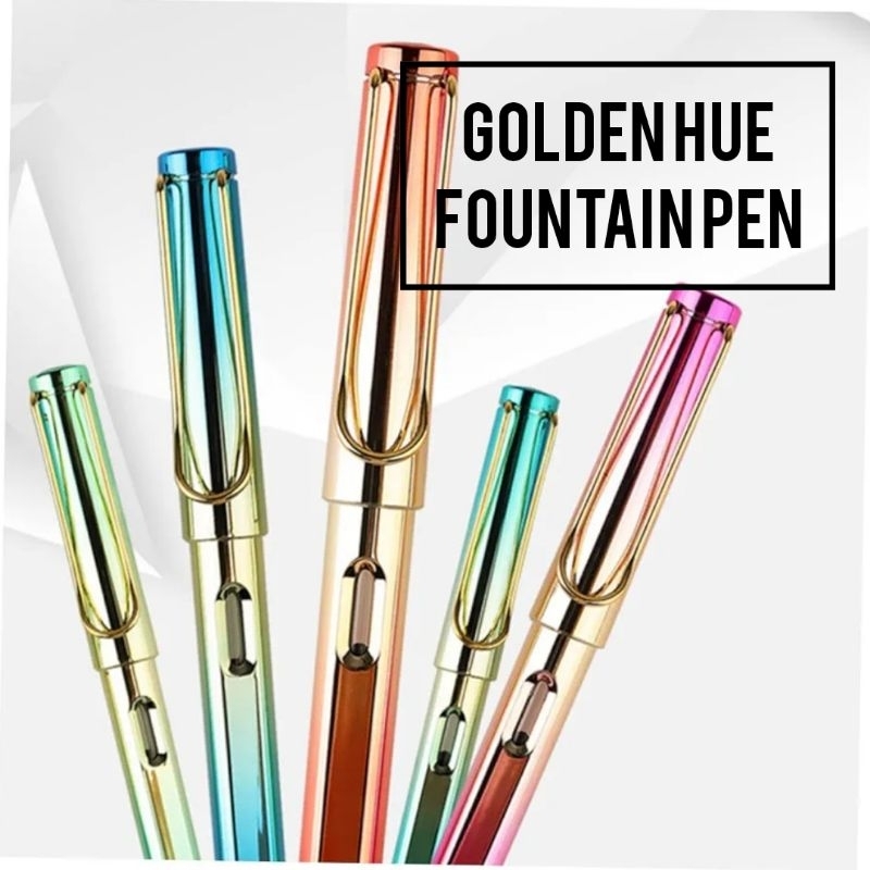 

Pulpen Fountain Pen 0.38mm Golden Hue System Color Bahan Plastik Hollow Untuk Sekolah