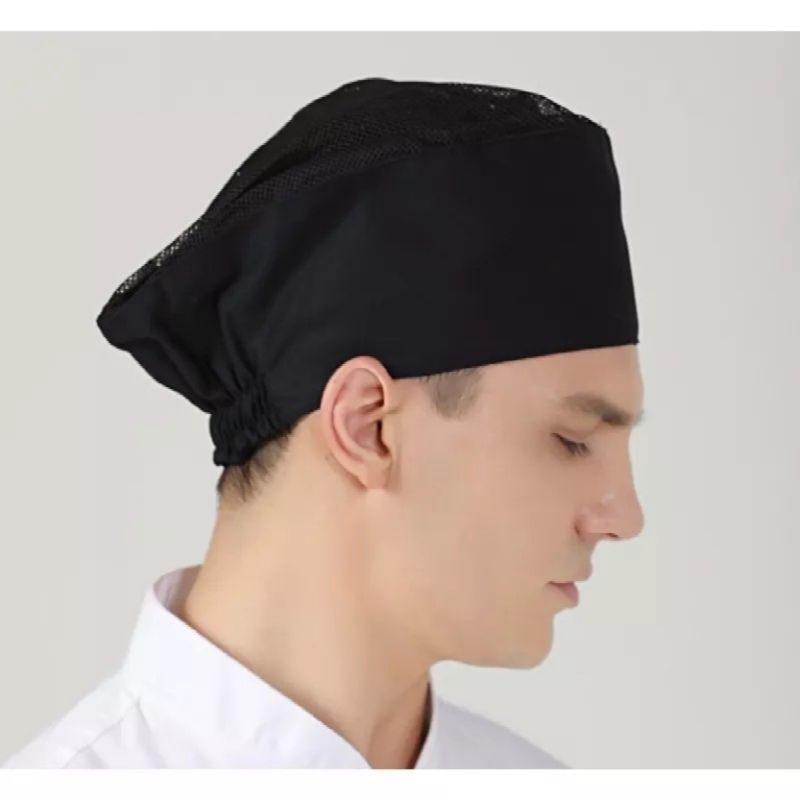 ARR SANJAYA Peci - Topi Koki Chef Jaring Topi Peci Mesh Unisex