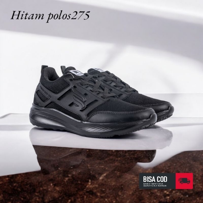 Sepatu kets Casual Ballyboy Hitam Polos Pria Wanita Sekolah Kerja