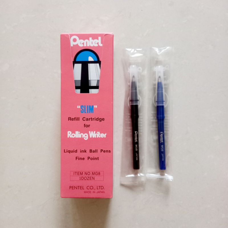 

[ ECER MURAH ] Refill Pen Isi Pulpen Pena Pentel MG-8 Japan 0.8 mm Hitam / Biru