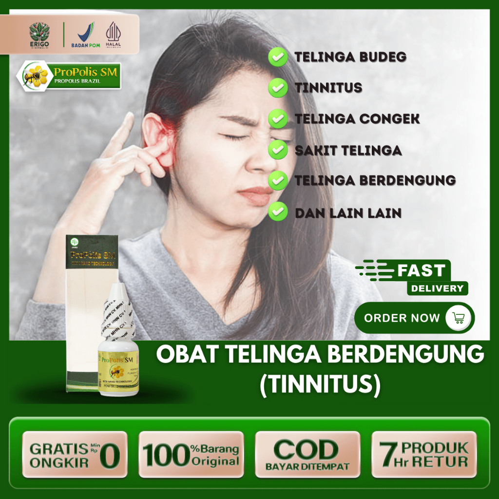 Obat Tetes Tinnitus Telinga Berdenging Sebelah, Obat Sakit Telinga, Telinga Budeg Kurang Pendengaran