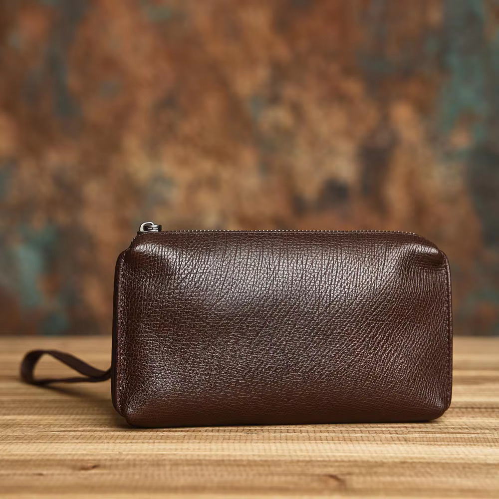 Tas Genggam Kulit Asli - Kantong Ponsel - Dompet Panjang Genggam Wanita