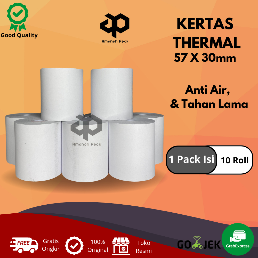 

KERTAS THERMAL STRUK PAPER ROLL 57x30 THERMAL EDC, THERMAL PRINTER MINI BLUETOOTH 57MM CORELESS