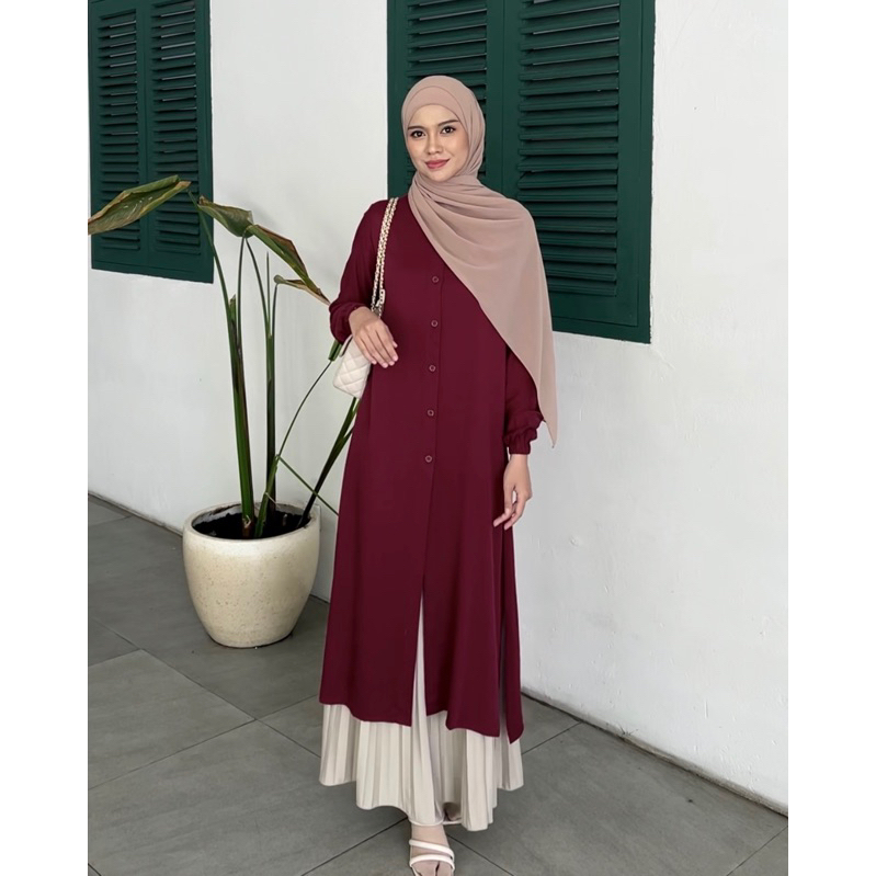 Elmiza Yara Tunik Bahan Premium Rayon Twill Baju Atasan Tunik Wanita Daily Kuliah Kantor
