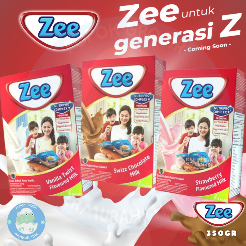 

ZEE Reguler Swizz Chocolate/Vanilla/Strawberry Milk 350gr Susu Pertumbuhan Usia 3-12 Tahun