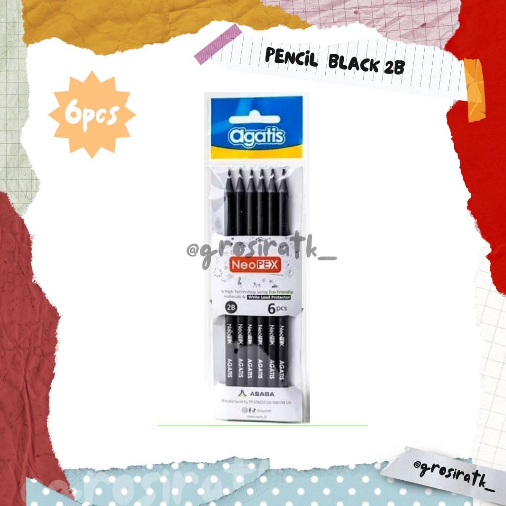 

AGATIS NEOPEX HEXAGONAL GRAPHITE PENCIL BLACK SERIES 2B SET 6 PCS (POLYBAG)