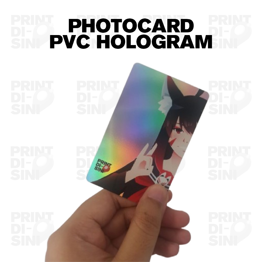 Cetak Custom Photocard PVC Hologram White Ink Mesin UV Spot UV