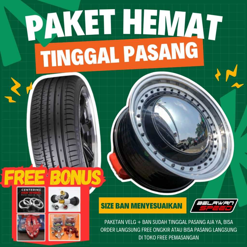 PAKETAN VELG PLUS BAN MOBIL WULING BINGOU AVANZA LIVINA SOLUNA JAZZ HSR MIRROR RING 16
