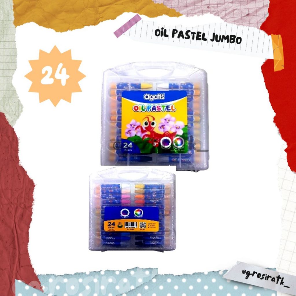 

AGATIS ECO CRAYON / OIL PASTELS JUMBO HEXAGONALSHAPE WITH TRIANGULARTIP 24 COLORS PP PLASTIC BOX