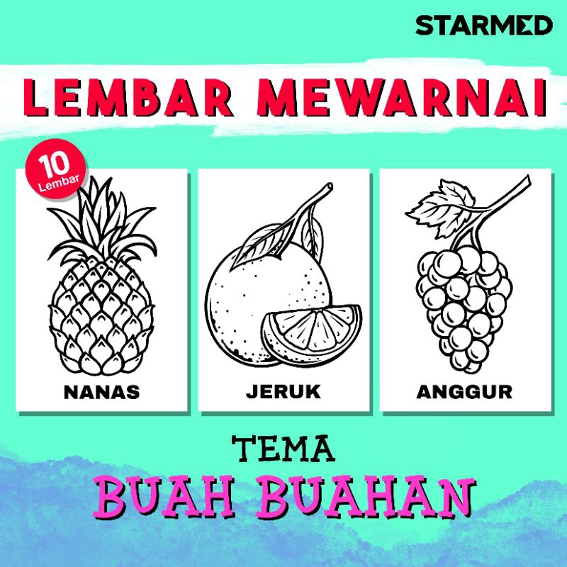 10 LEMBAR GAMBAR MEWARNAI ANAK PAUD DAN TK | MEWARNAI GAMBAR HEWAN UNTUK ANAK | GAMBAR MEWARNAI BUAH