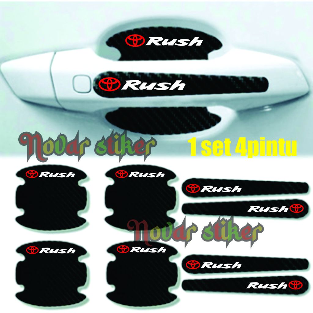 1 Set Stiker Karbon Handle Mobil rush Stiker Pengaman Handle Pintu Anti Gores Toyota Rush