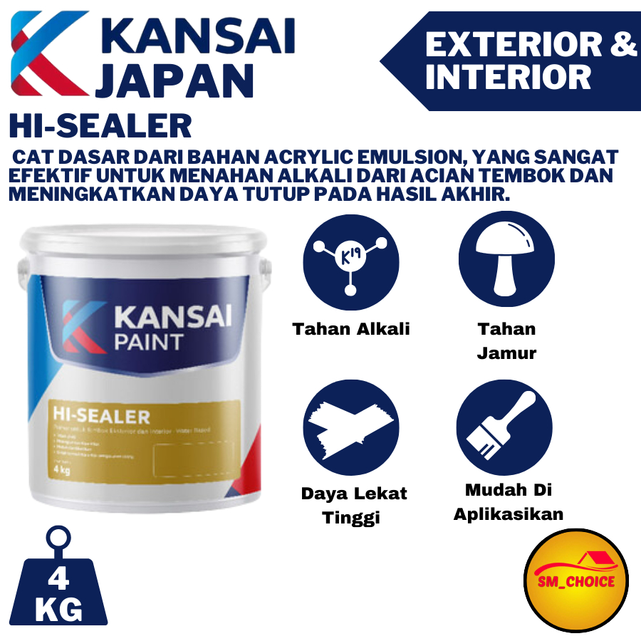 KANSAI HI SEALER 4 KG CAT DASAR TEMBOK CAT DASAR WATER-BASED 4KG CAT DASAR TEMBOK PUTIH