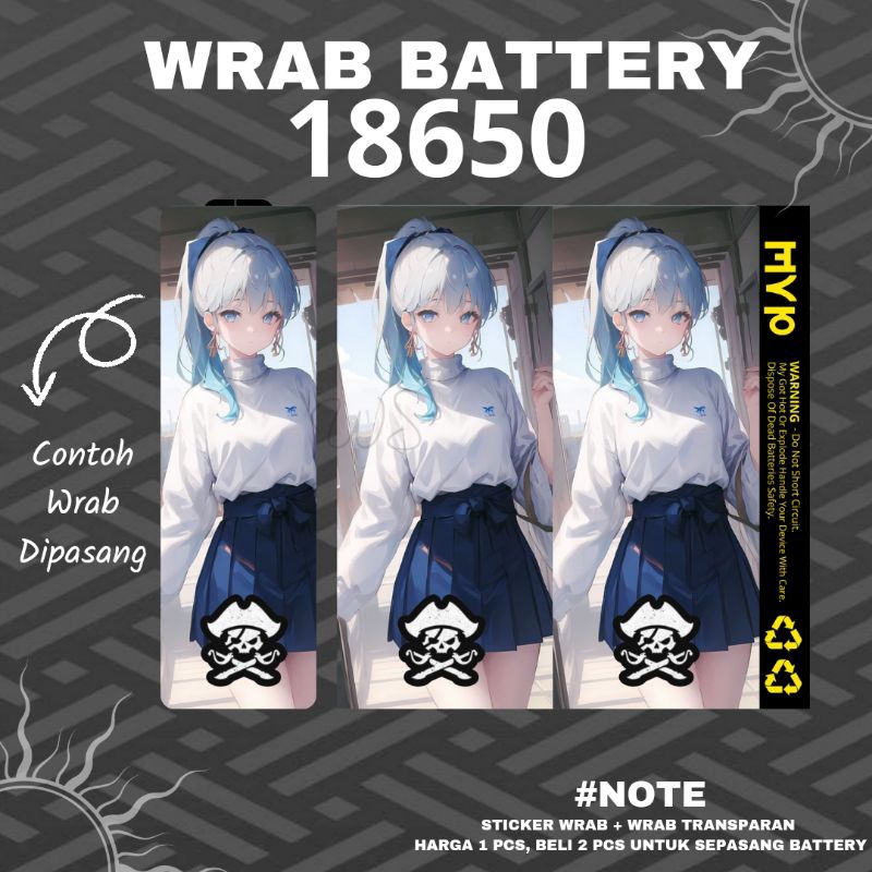 

Stiker Wrap Baterai 18650 ODB Waifu v3 Full Motif Untuk Melindungi Baterai - Skin Wrap Batre 18650 Original Desain