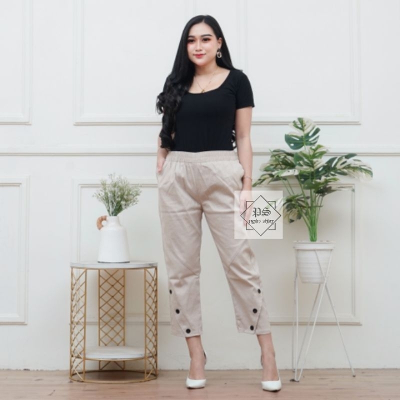 CELANA WANITA MEVIN PANTS 7/9 CELANA KANTOR WANITA BAHAN TWILL COMBED STRIT TEBAL BISA MELAR