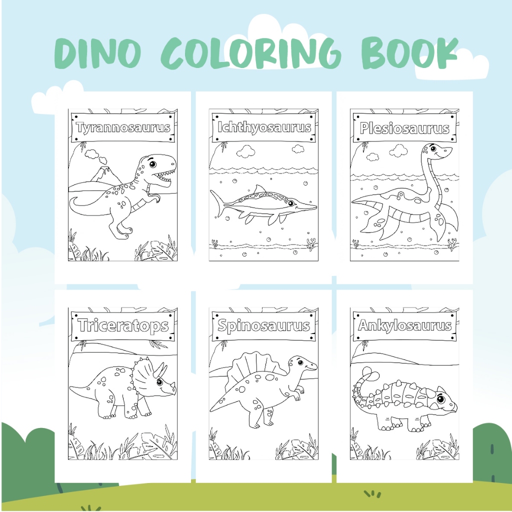 

KERTAS MEWARNAI COLORING SATU PACK TEMA DINO COLORING BOOK