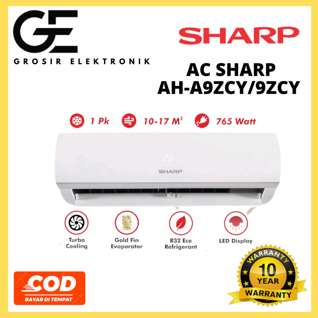 AC SHARP AH-A9ZCY/ZCYN 1 PK AC SPLIT SHARP LOW WATT R32