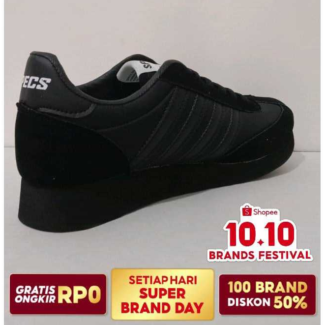 specs104 sepatu sekolah hitam polos bahan kanvas pria wanita size 36-43
