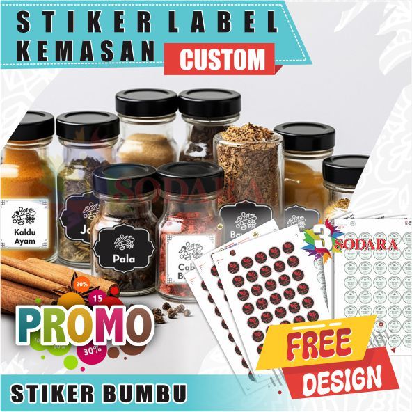 

stiker label bumbu dapur stiker kemasan bumbu stiker toples waterproof