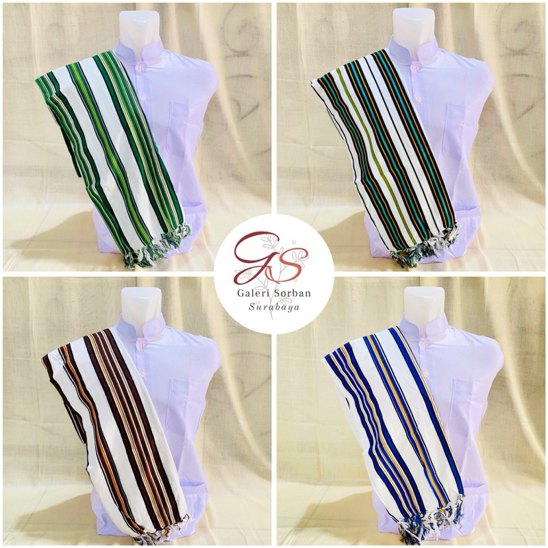 Sorban Rida Solo Katun Mansur Motif Yaman Garis