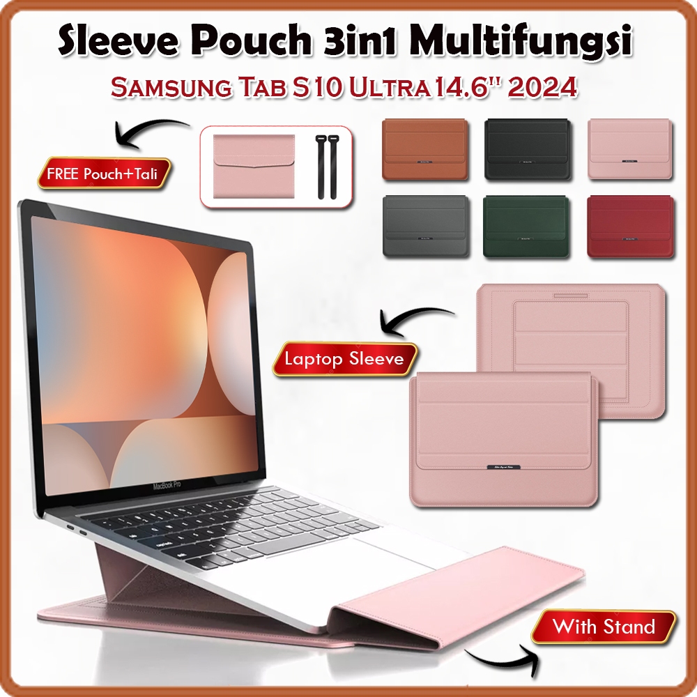 SAMSUNG Galaxy Tab S10 Ultra 14.6" 2024 PREMIUM Leather Sleeve Sarung Casing Cover Tas HandBag Pelin