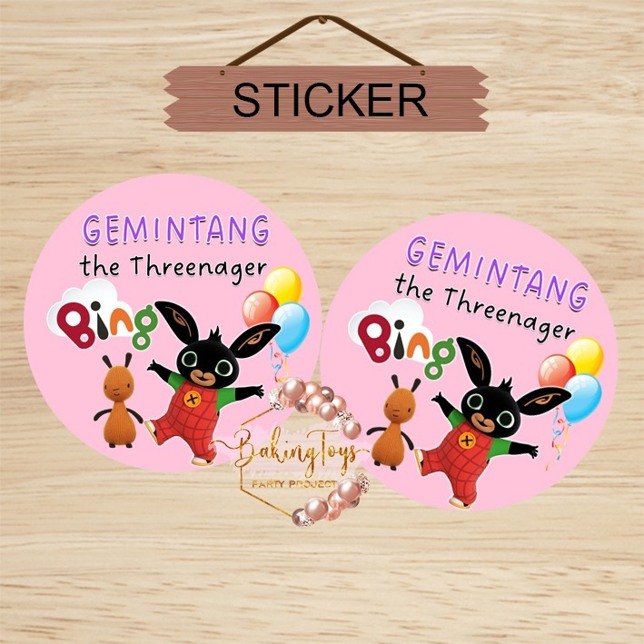 

Bunny Hitam - Sticker Birthday Souvenir Tempelan Ulang Tahun Hampers Pudding Tumpeng