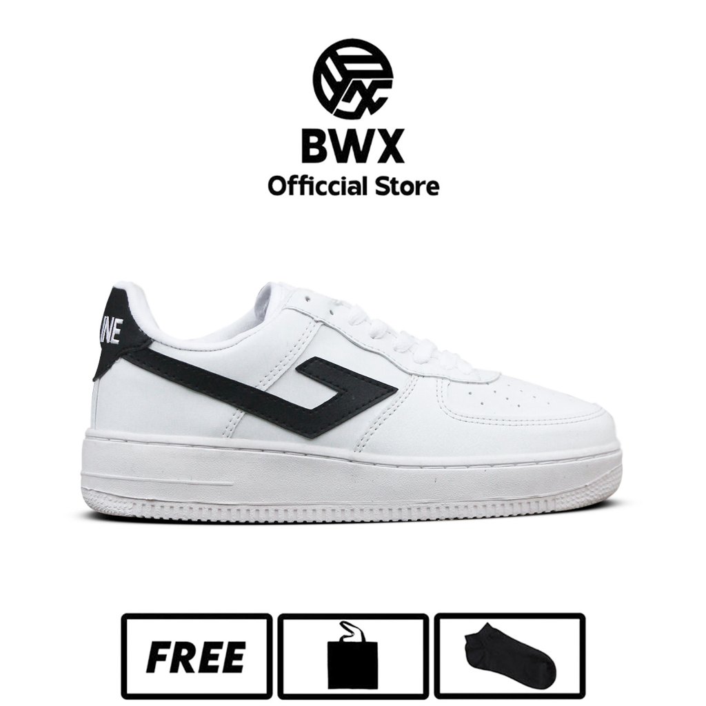 BWX - Sepatu Takashimura Swosh White Black Sneakers Unisex