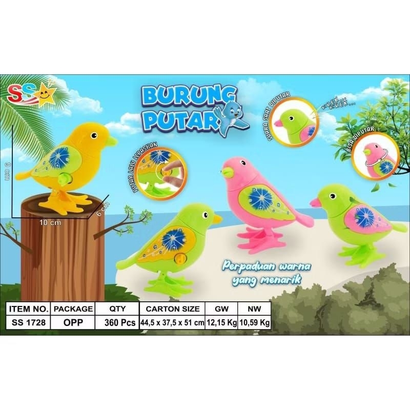 592 mainan anak burung pipit warna loncat