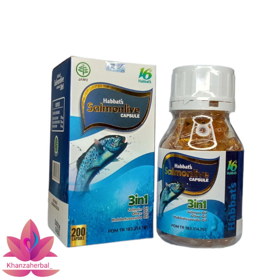 Habbat's Salmonlive 3 in 1 200 Kapsul | Habbatussauda Minyak Zaitun Plus Salmon Oil