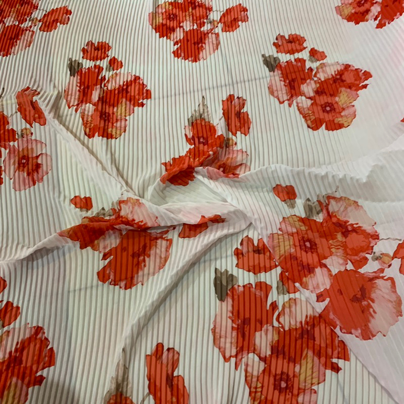 kain ceruti plisket - plisket ceruti motif - pleat ceruty bunga mawar - plisket premium