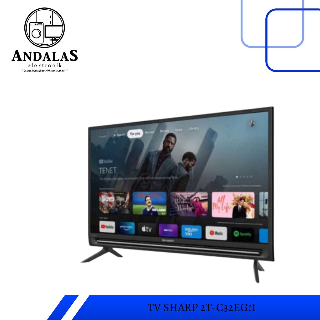 TV LED SHARP 32 INCH 32INCH 2T-C32EG1I 32EG 32EG1I ANDROID SMART DIGITAL GOOGLE TV ASSISTENT / 2T-C3