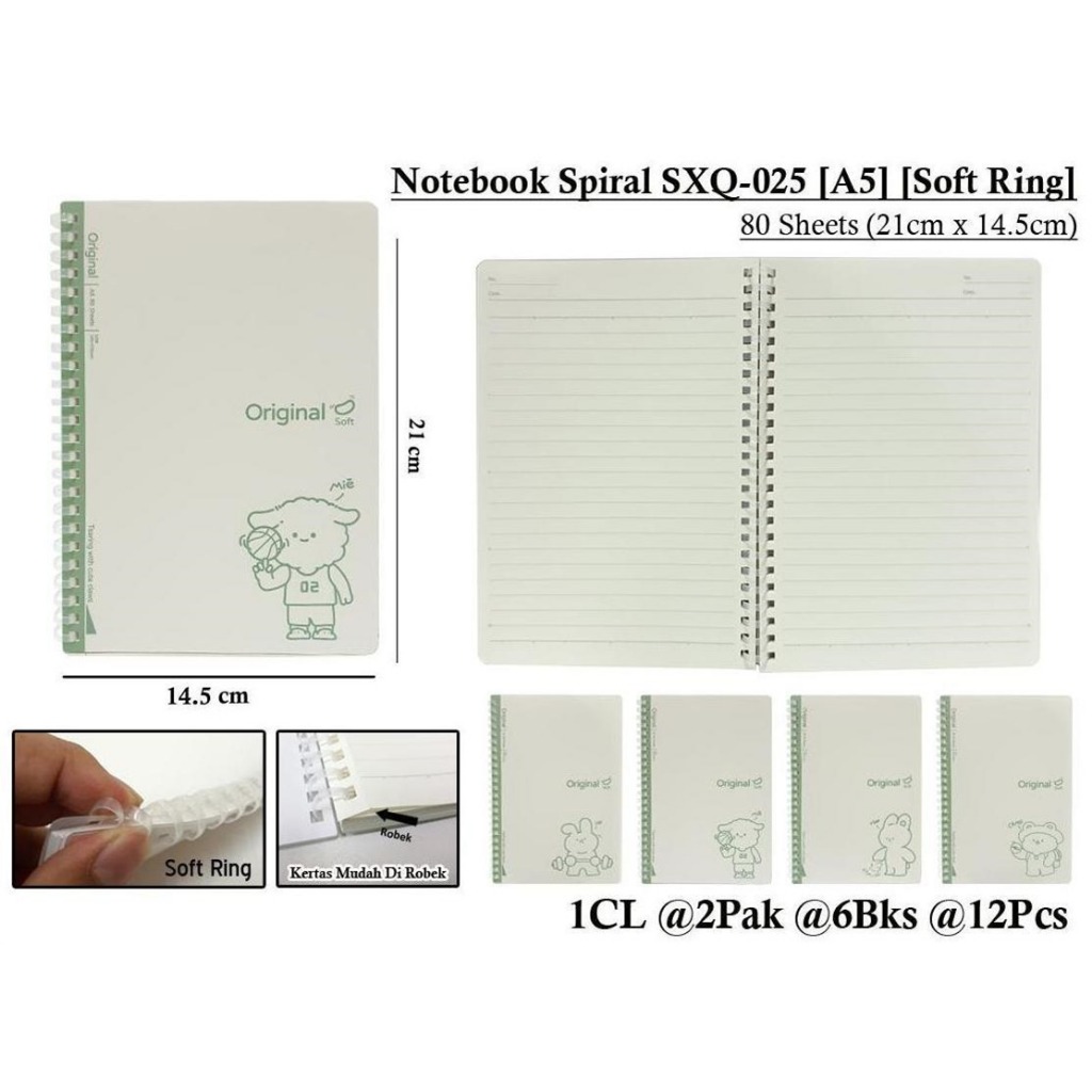 

WENGU NOTEBOOK SPIRAL ORIGINAL SOFT - BUKU CATATAN SPIRAL 80 LEMBAR Sxq-025 A5 B5