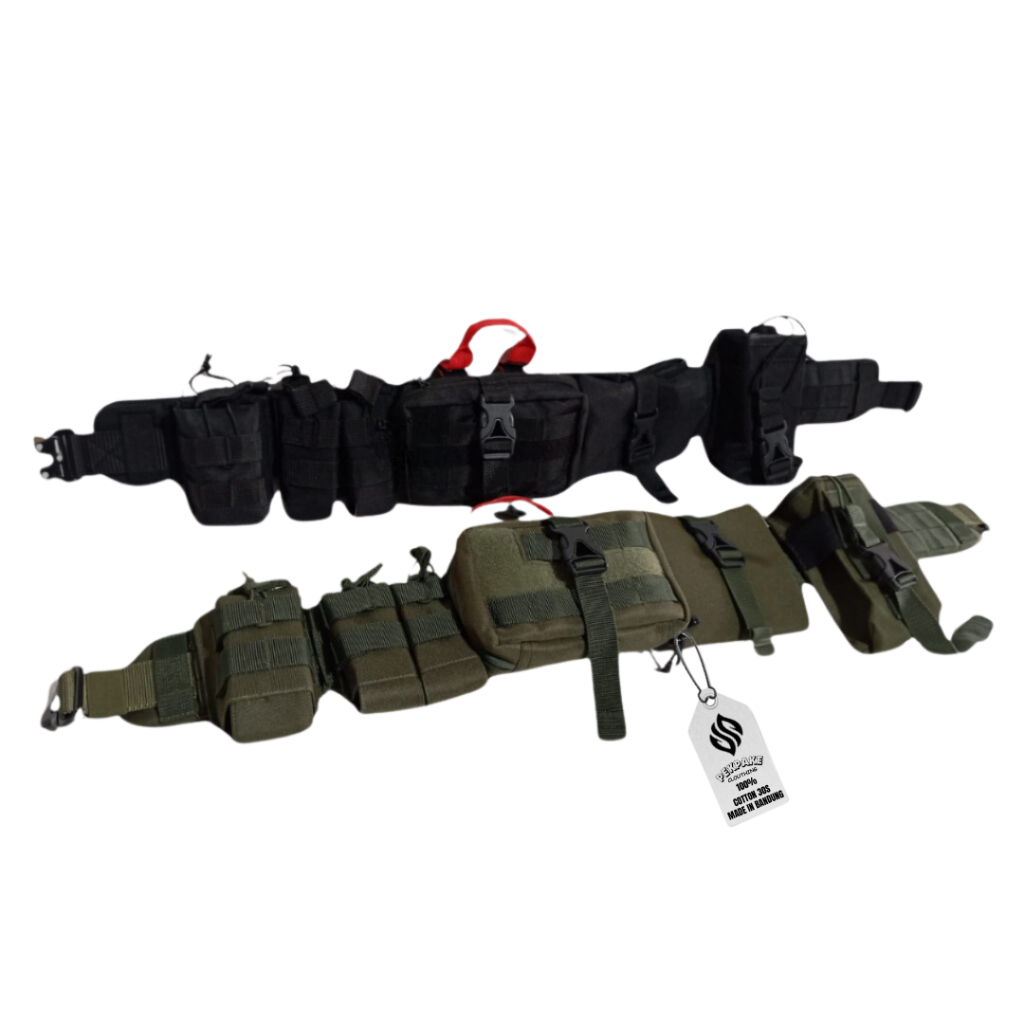Ikat pinggang pria kopel full Set model Jatah Brimob I Kopel Set Tactical Hitam Multifungsi Slot len