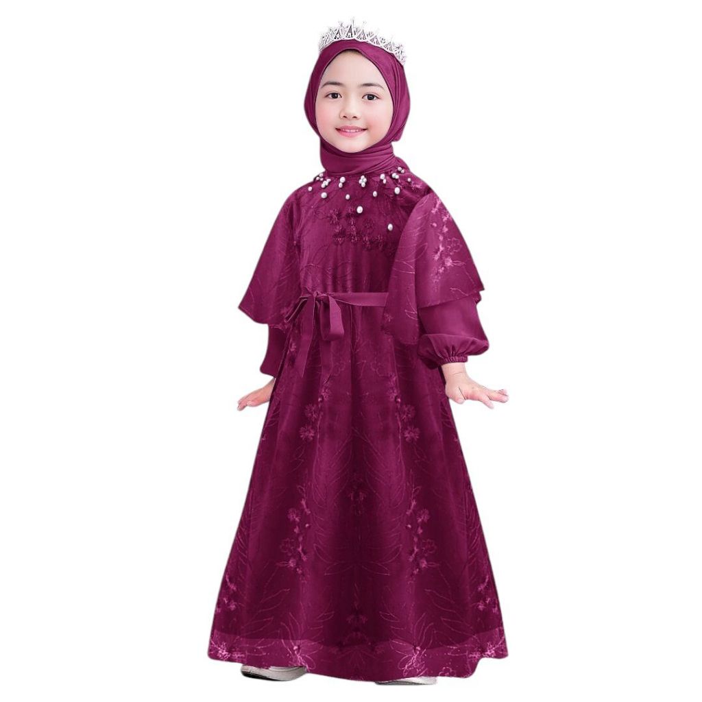Gamis anak perempuan Yensi  3-11thn, gamis brokat anak perempuan, gamis anak