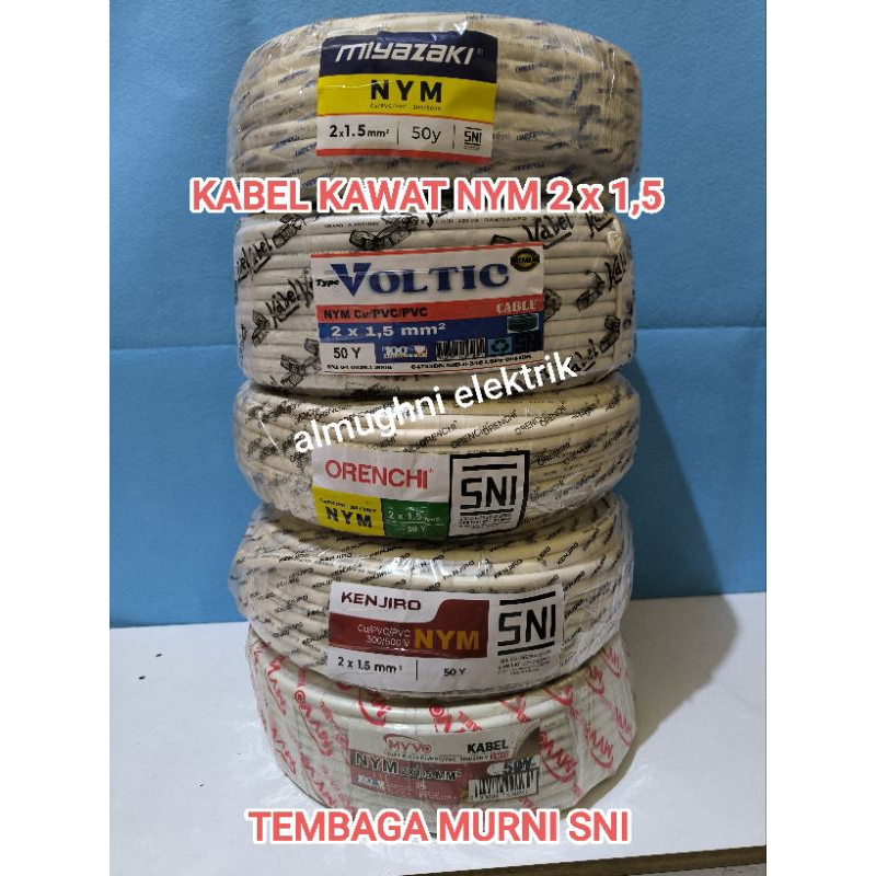 KABEL KAWAT 100% TEMBAGA MURNI NYM 2X1.5/kabel nym tembaga murni 2x1.5